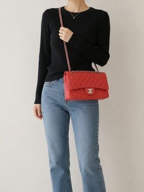 Chanel Medium Caviar Red Double Flap Bag